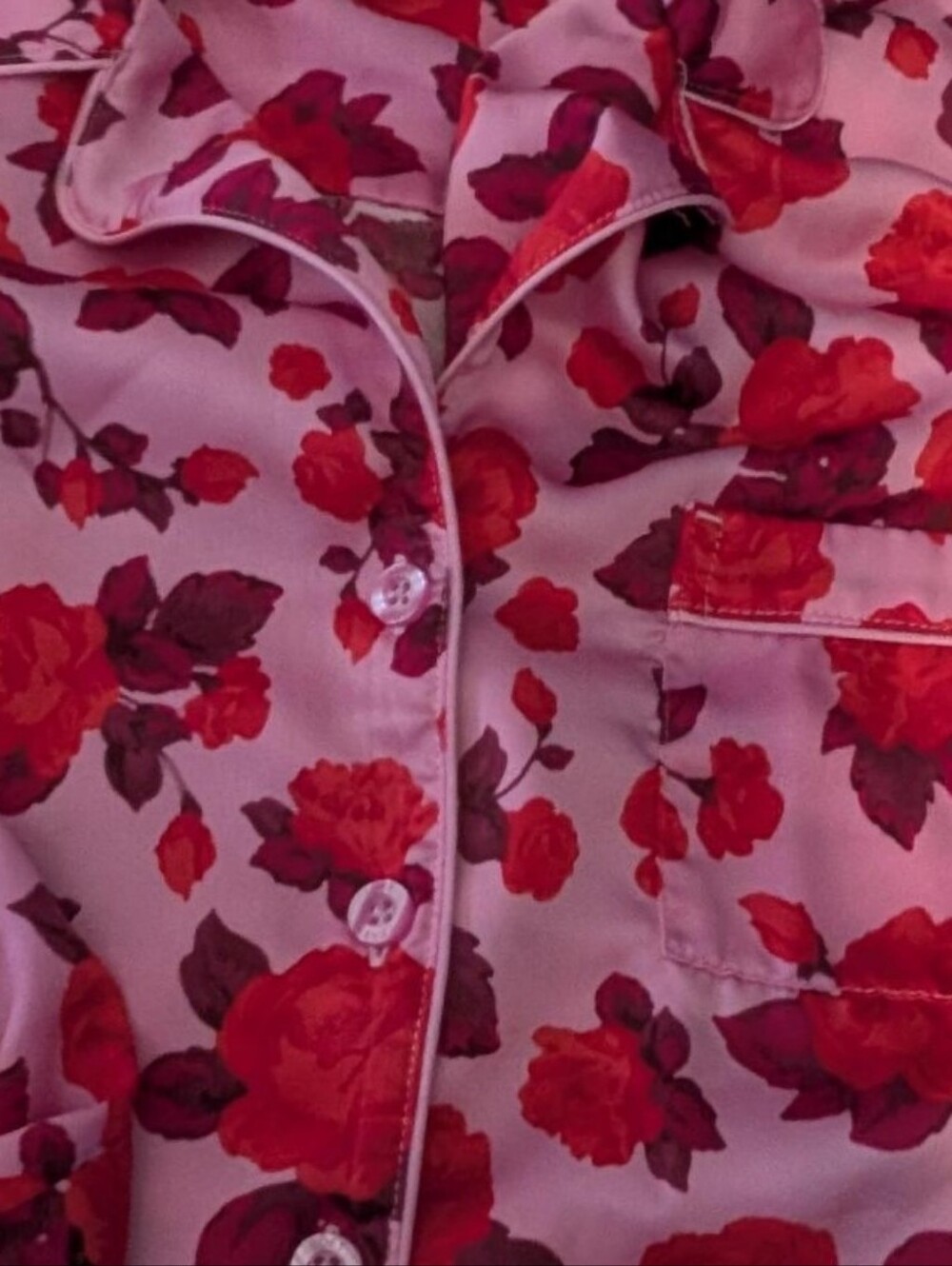 LOFT Pink Floral Elastic-Neck Sleep Top